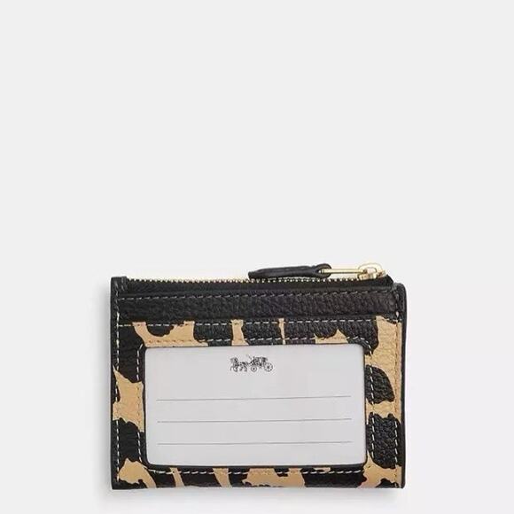 NWT Coach Mini Skinny Id Case With Leopard Print CBL75 Gold/Leopard Multi - Picture 6 of 7